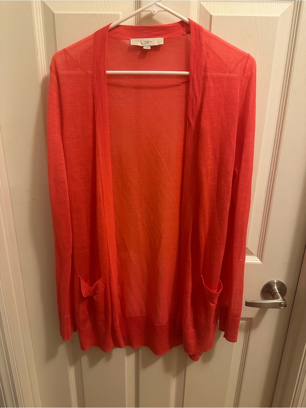 LOFT Open-Front Lightweight Cardigan - Coral